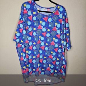 LuLaRoe Irma Tunic 3XL Blue Geometric NEW